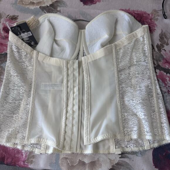 NWT Dominique Ivory Longline Bustier 44DD Strapless Bridal Corset Satin Lace - Picture 4 of 13